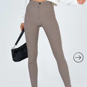 Princess Polly Plaid Brown Pants